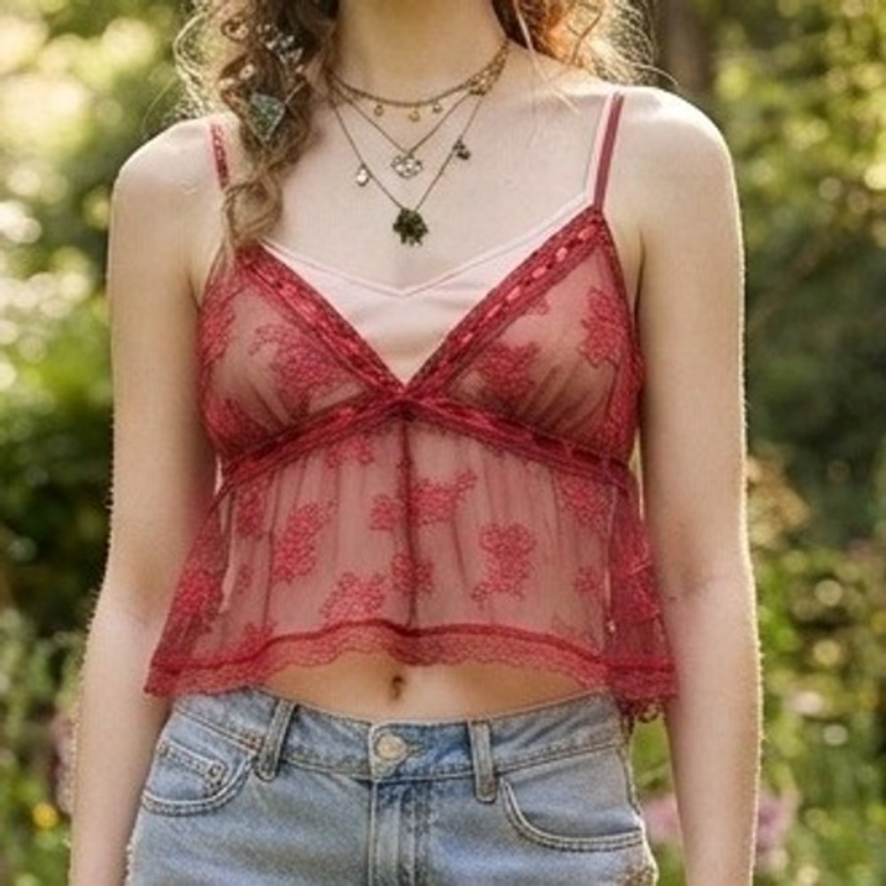 y2k babydoll top sheer lace Mesh Embroidered fairycore whimsigoth romantic